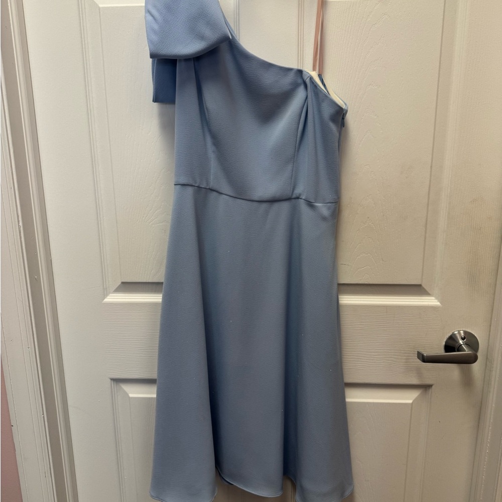 One-Shoulder Light Blue Dress